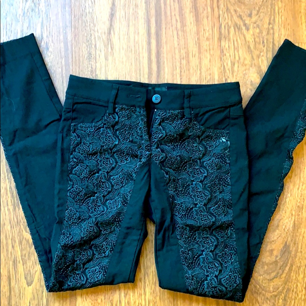 Bebe Black Pants Lace 00 - Picture 1 of 5